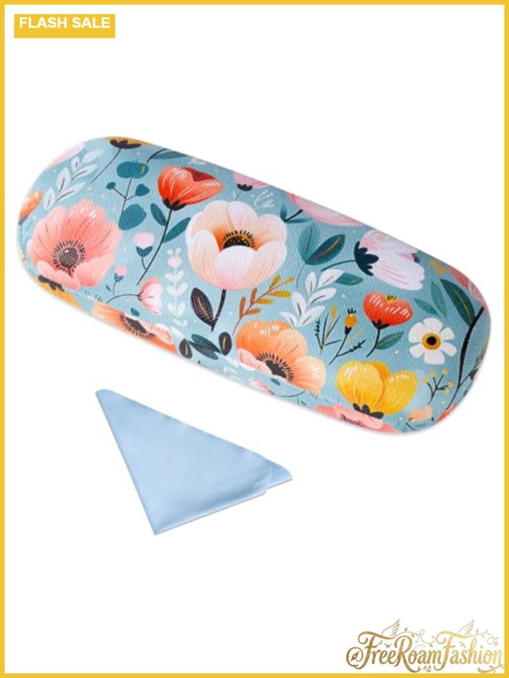 Hard Shell Eyeglass Case PU Leather Floral Protective Glasses Case for Women